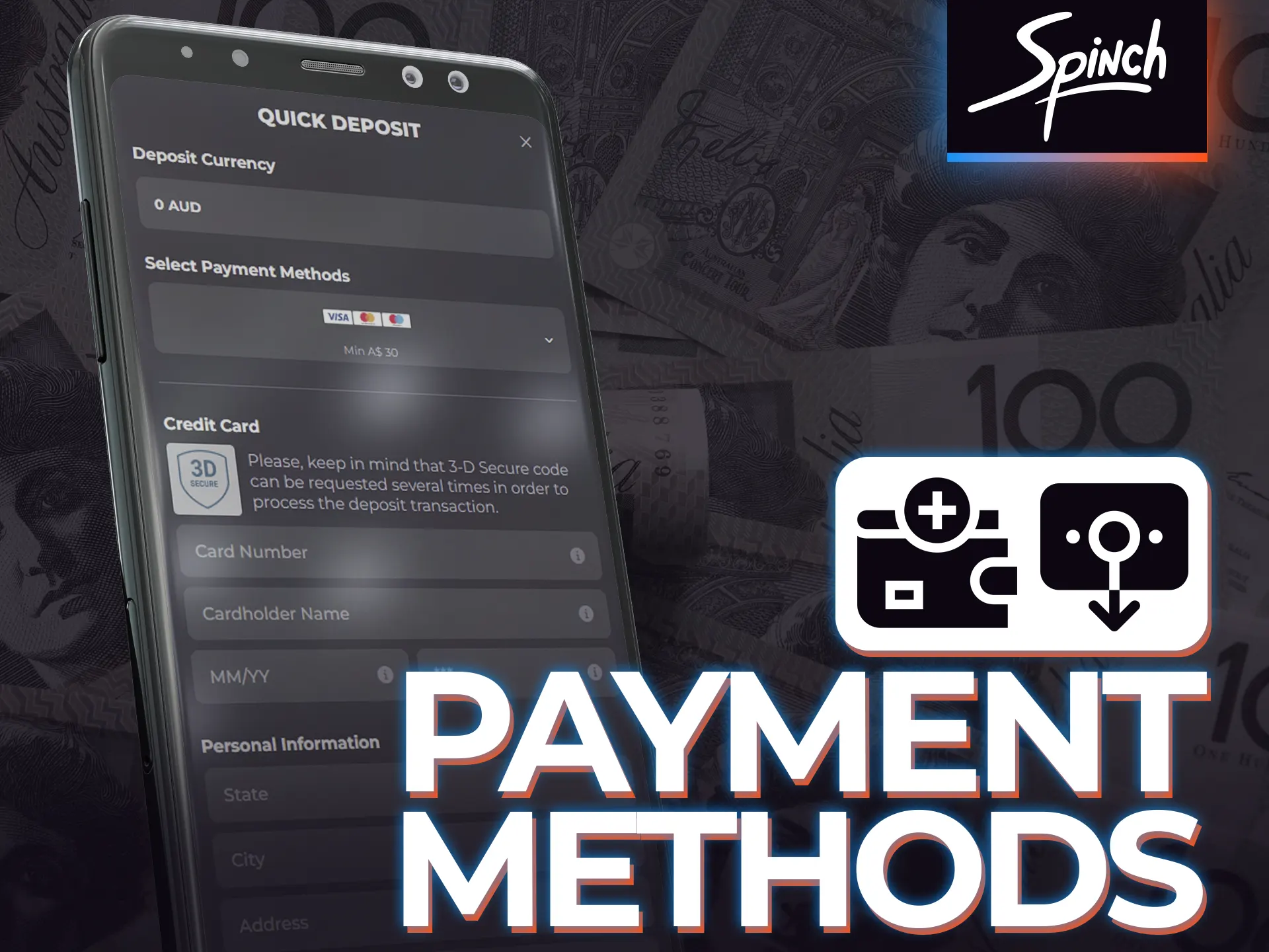 Deposit and withdraw funds at Spinch Casino using these methods.