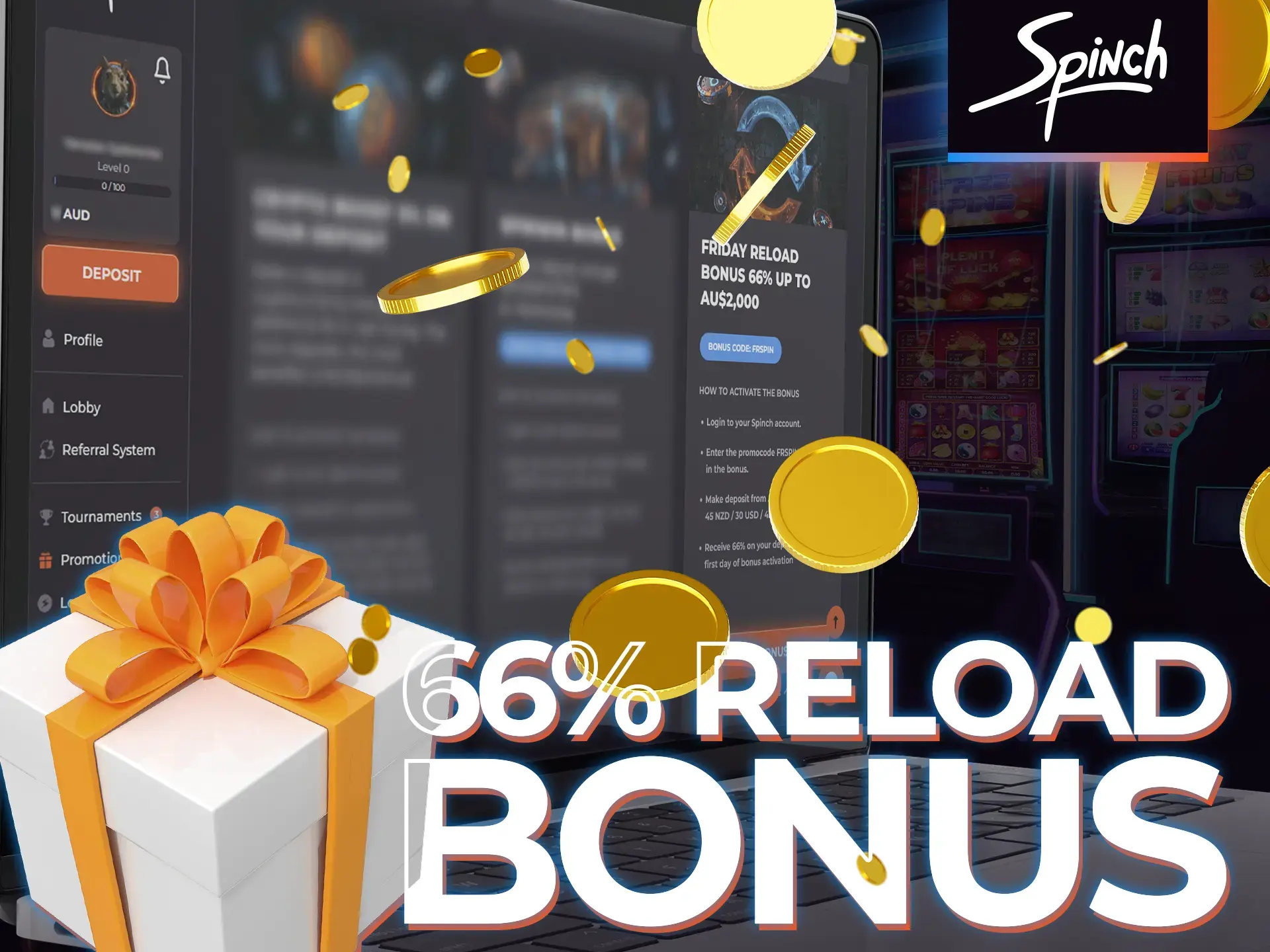 On Friday you can get a reload bonus at Spinch Casino.