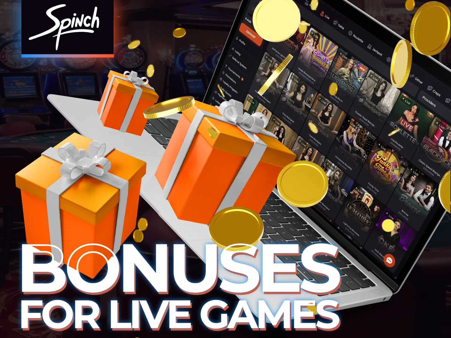 Spinch offers special bonuses for players who love to play live casino games.