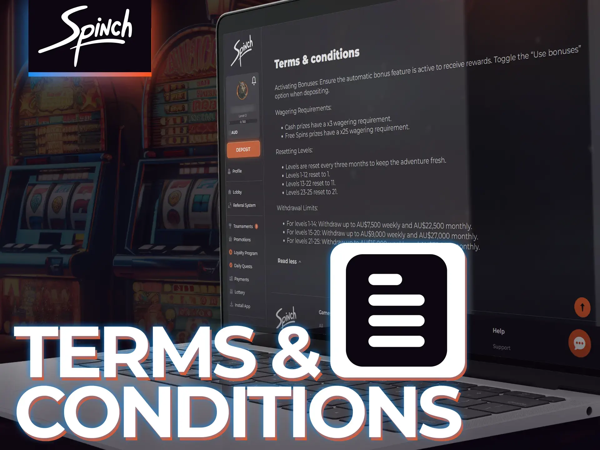 Read the terms and conditions of the Spinch loyalty program.