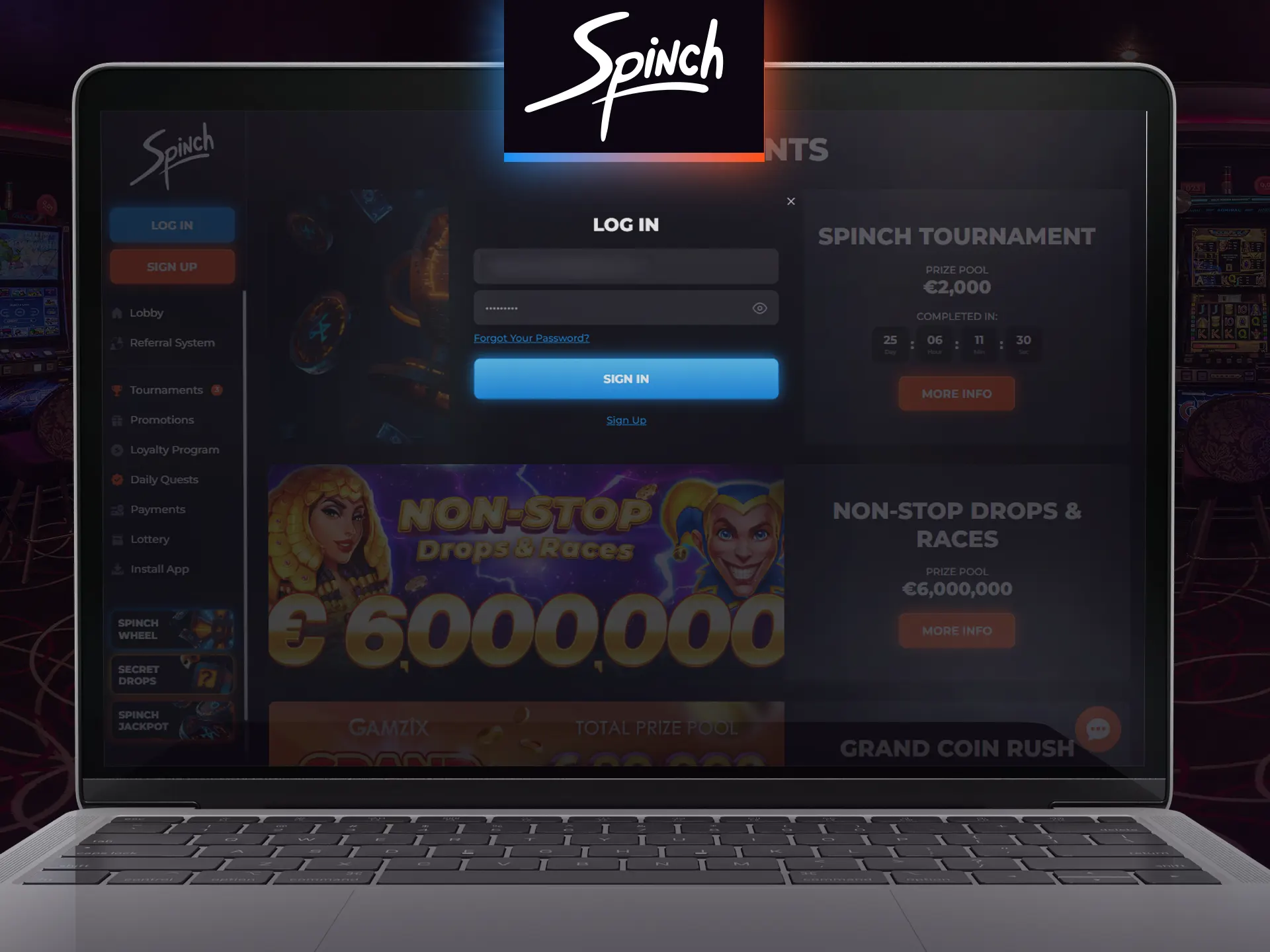 Logging into your Spinch account is easy.