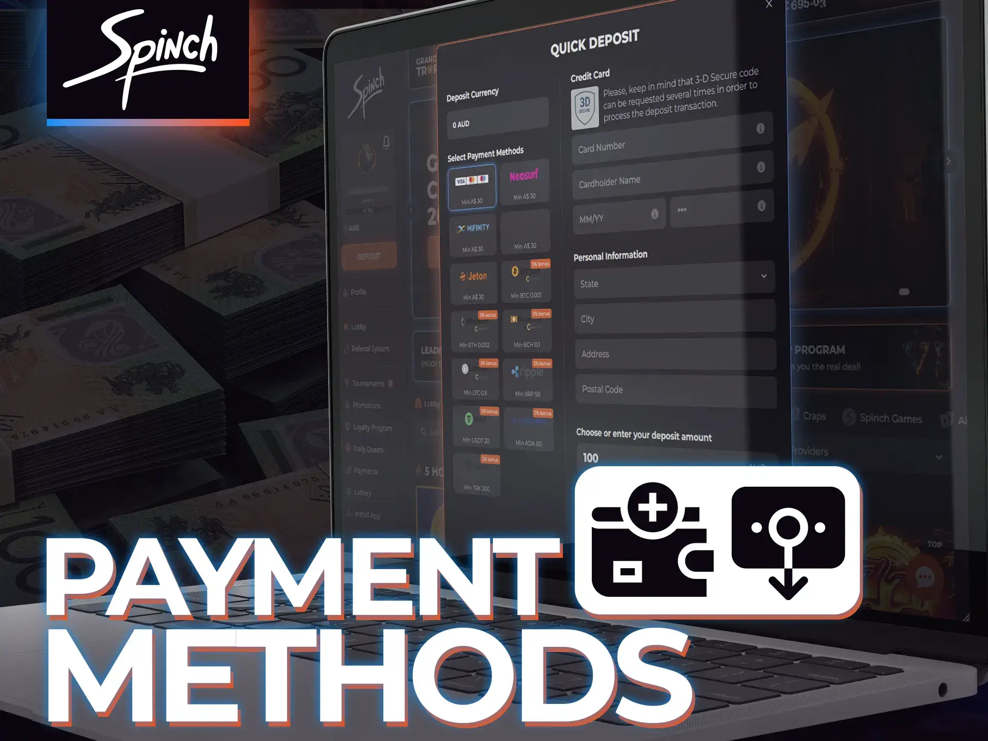 Here are the main payment methods you can use at Spinch.