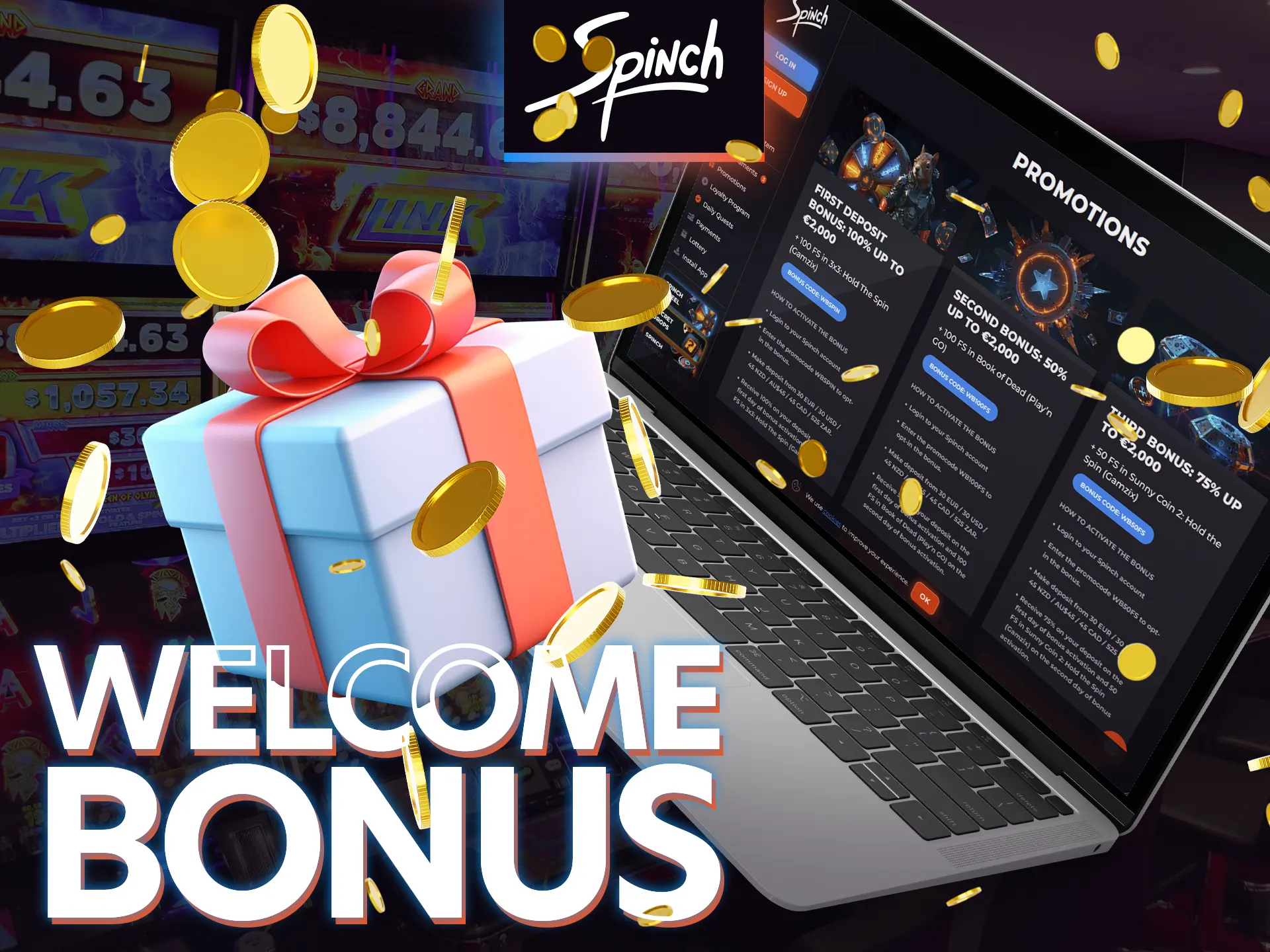 Australian users can look forward to a lucrative welcome bonus at Spinch Casino.