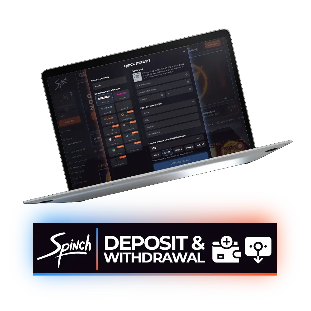 Learn how to deposit and withdraw money at Spinch Casino.