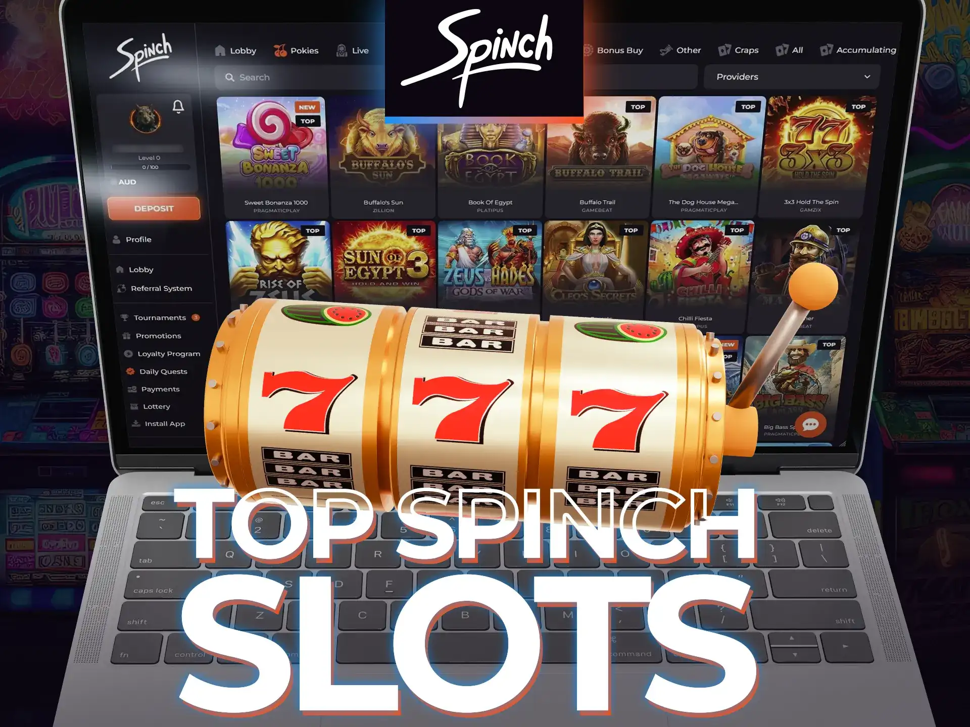 Try these top-rated slots on Spinch.