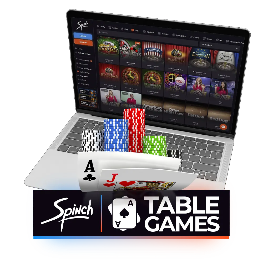 Spinch Casino is a good choice for table games.