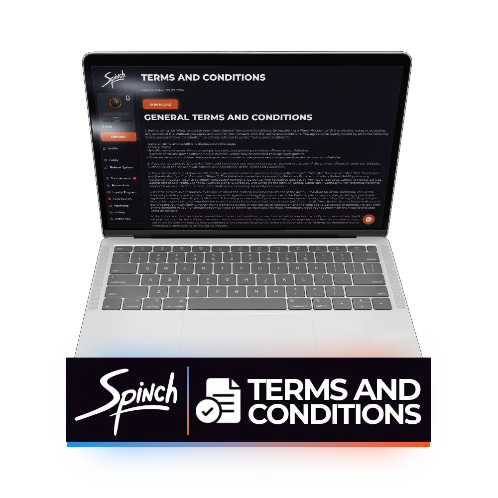 Read the terms and conditions of Spinch Casino.